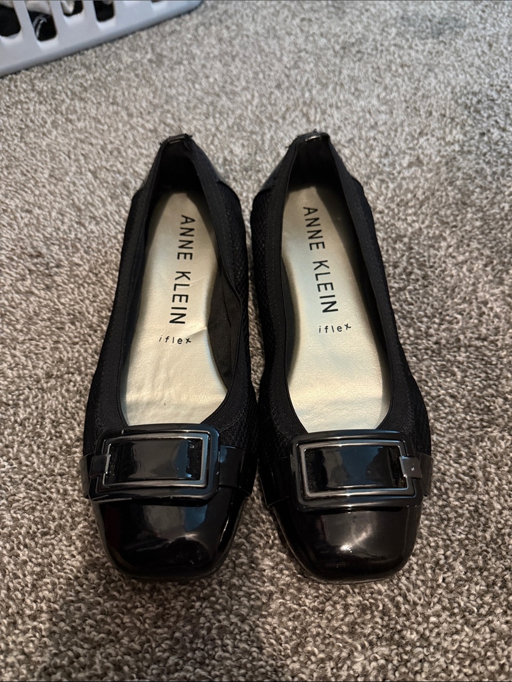 Anne Klein Black iflex Buckle Slip-On Ballet Flats